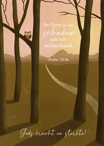 Sterktekaart bijbeltekst psalm 121 en donker bos