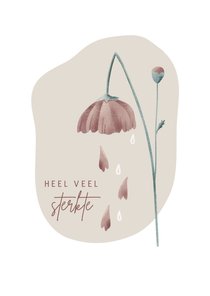 Sterktekaart met geknakte bloem en tranen