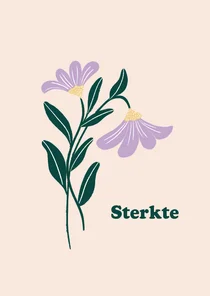 Sterktekaart met hangende paarse bloem