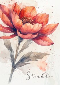 Sterktekaart olieverf bloem rood