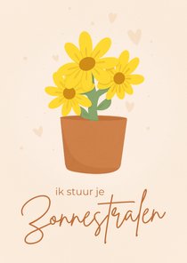 Sterktekaartje met gele bloemen ik stuur je zonnestralen