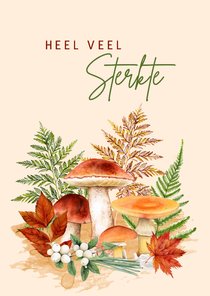 Sterktekaartje met paddestoelen in de herfst