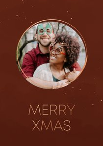 Stijlvol fotokaartje kerst roest met koperlook merry xmas