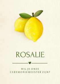 Stijlvol kaartje met citroenen ceremoniemeester vragen
