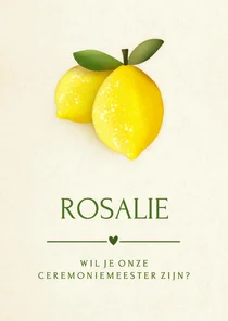 Stijlvol kaartje met citroenen ceremoniemeester vragen