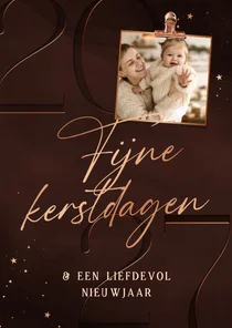 Stijlvol kerstkaartje 2027 fijne kerstdagen koper met foto