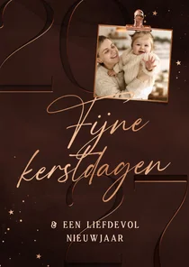 Stijlvol kerstkaartje 2027 fijne kerstdagen koper met foto