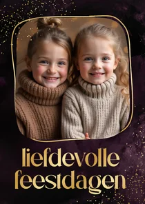 Stijlvol kerstkaartje liefdevolle feestdagen foto paars goud