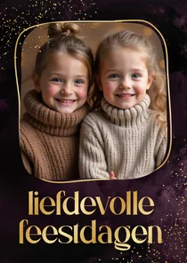 Stijlvol kerstkaartje liefdevolle feestdagen foto paars goud