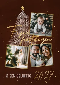 Stijlvol kerstkaartje witte kerstboom fotocollage