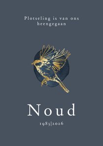 Stijlvol moderne rouwkaart watercolor illustratie vogel goud