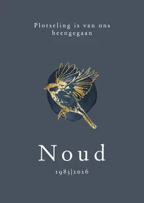 Stijlvol moderne rouwkaart watercolor illustratie vogel goud