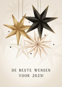 Stijlvol nieuwjaarskaartje papieren kerstster 'beste wensen'