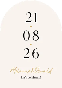 Stijlvolle boogkaart trouwen datum grafisch eenvoudig