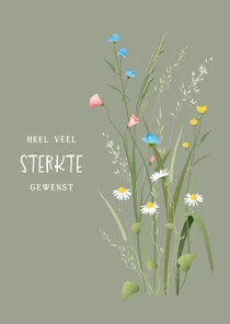 Stijlvolle condoleancekaart met sierlijke veldbloemen