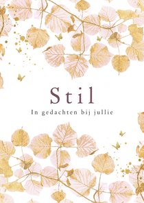 Stijlvolle condoleancekaart stil botanisch goud vlindertjes