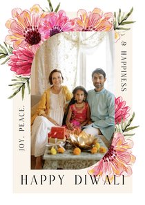 Stijlvolle Diwali kaart bloemen watercolor foto bladertak