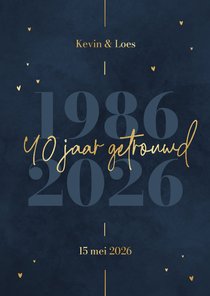 Stijlvolle donkerblauwe jubileumkaart met gouden details