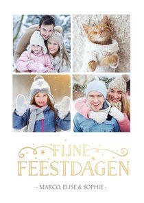 Stijlvolle enkele fotocollage kerstkaart met 4 foto's 