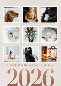 Stijlvolle foto kerstkaart fotocollage en 2026 op beige