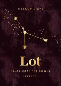 Stijlvolle geboortekaart sterrenbeeld kreeft astrologie goud