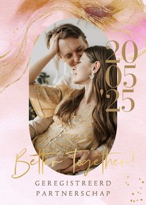 Stijlvolle kaart geregistreerd partners watercolor bohemian