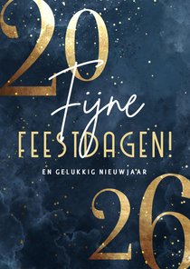 Stijlvolle kerstkaart 2026 goudlook met sparkles