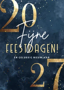Stijlvolle kerstkaart 2027 goudlook met sparkles