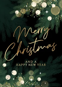 Stijlvolle kerstkaart dennentakjes en besjes