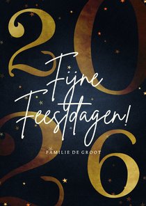 Stijlvolle kerstkaart gouden 2026 fijne feestdagen