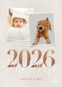 Stijlvolle kerstkaart jaartal 2026 foto's happy holidays