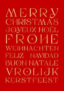 Stijlvolle kerstkaart met art deco typografie in talen