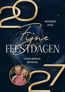 Stijlvolle kerstkaart met marmer swirl en groot jaartal