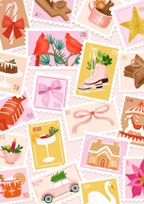 Stijlvolle kerstkaart met postzegels