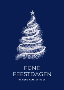 Stijlvolle kerstkaart met witte boom zilver foliedruk