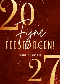 Stijlvolle kerstkaart rood 2027 goudlook met sparkles