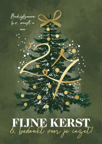 Stijlvolle kerstkaart zakelijk kerstboom jaartal bedankt