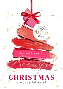 Stijlvolle kerstkaart zakelijk lipstick kerstboom goud ster