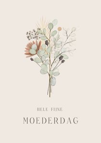 Stijlvolle moederdagkaart met droogbloem illustraties