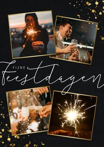 Stijlvolle nieuwjaarskaart 4 foto's en goudlook
