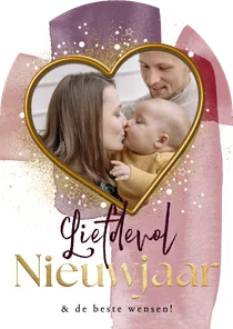 Stijlvolle nieuwjaarskaart liefdevol hart watercolor foto