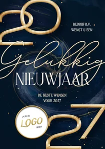 Stijlvolle nieuwjaarskaart met marmer swirl en groot jaartal