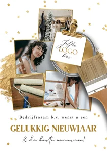 Stijlvolle nieuwjaarskaart zakelijk schilder collage goud