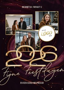 Stijlvolle rode marmer swirl zakelijke fotocollage 2026