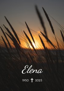 Stijlvolle rouwkaart met een warme zonsondergang aan zee