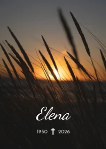 Stijlvolle rouwkaart met een warme zonsondergang aan zee