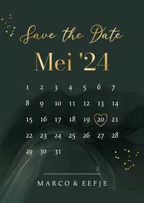 Stijlvolle save the date kaart kalender watercolor spetters 