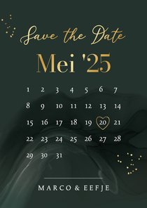 Stijlvolle save the date kaart kalender watercolor spetters 