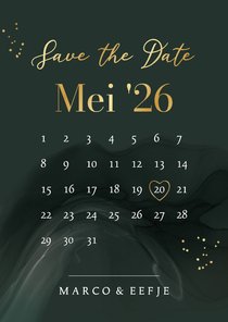 Stijlvolle save the date kaart kalender watercolor spetters 