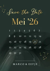Stijlvolle save the date kaart kalender watercolor spetters